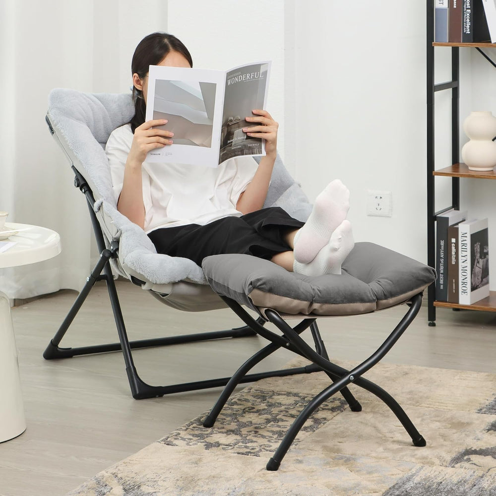 15"(H) Folding Ottoman, Set of 2, Foldable Footrest Stool, Small Foot St...