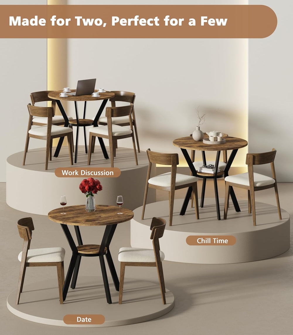 MECHYIN 31.5" Round Kitchen Table for 2-4, Small Round Dining Table with...