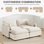 78'' Modular Sectional Cloud Couch with 2 Movable Ottoman, 4 Seat Comfy Modern Corduroy Sofa with 2 Throw Pillows, Deep Seat Sleeper Couch for Living Room Bedroom Apartment, Beige