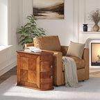 LITTLE TREE Wood End Table with 2 Drawers Sofa Side Table, No Assembly Required Vintage Slim Nightstand Bedside Table for Bedroom