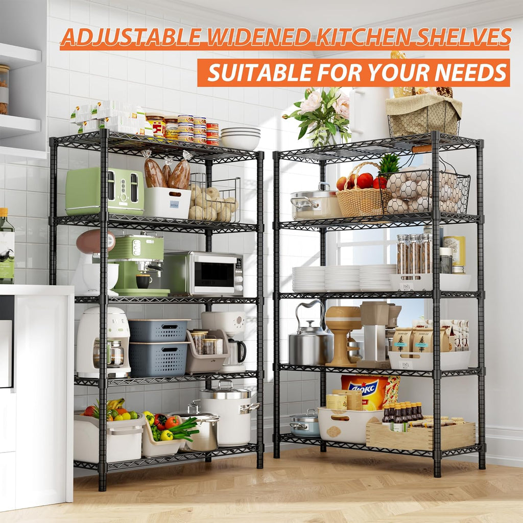 Storage Shelves Heavy Duty, 2 PCS 36" L x 14" W x 72" H Garage Wire Shelving Unit Loads 1750LBS, 5-Tier Adjustable Metal Industrial Utility Shelf Rack for Kitchen, Laundry Room, Warehouse, Basement