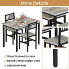 AWQM 3 Piece Dining Table Set for 2, Small Kitchen Table Set for 2 with Chairs,Wood Breakfast Nook Table and Chairs Set of 2,Dinette Set for Small Space,Dining Room,Apartment, Grey