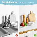 PABUSIOR Self-Adhesive Kitchen Cabinet Liner: 17.7 Inch x 145.5 Inch White Drawer Mat - Easy to Cut Waterproof Non-Slip Shelf Liner for Pantry Shelving