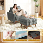 Vesgantti 38.5" Accent Chair with Movable Ottoman, Comfy Corduroy Armchair with Spring Cushion, Reading Chair with Ottoman, Modern Single Sofa for Living Room, Bedroom and Apartment, Dark Gray