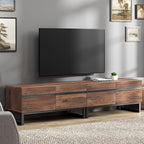 WAMPAT Modern TV Stand for TVs Up to 75 Inch, 2-in-1 Entertainment Center Media Console with Storage Cabinets, TV Console for Living Room, Brown