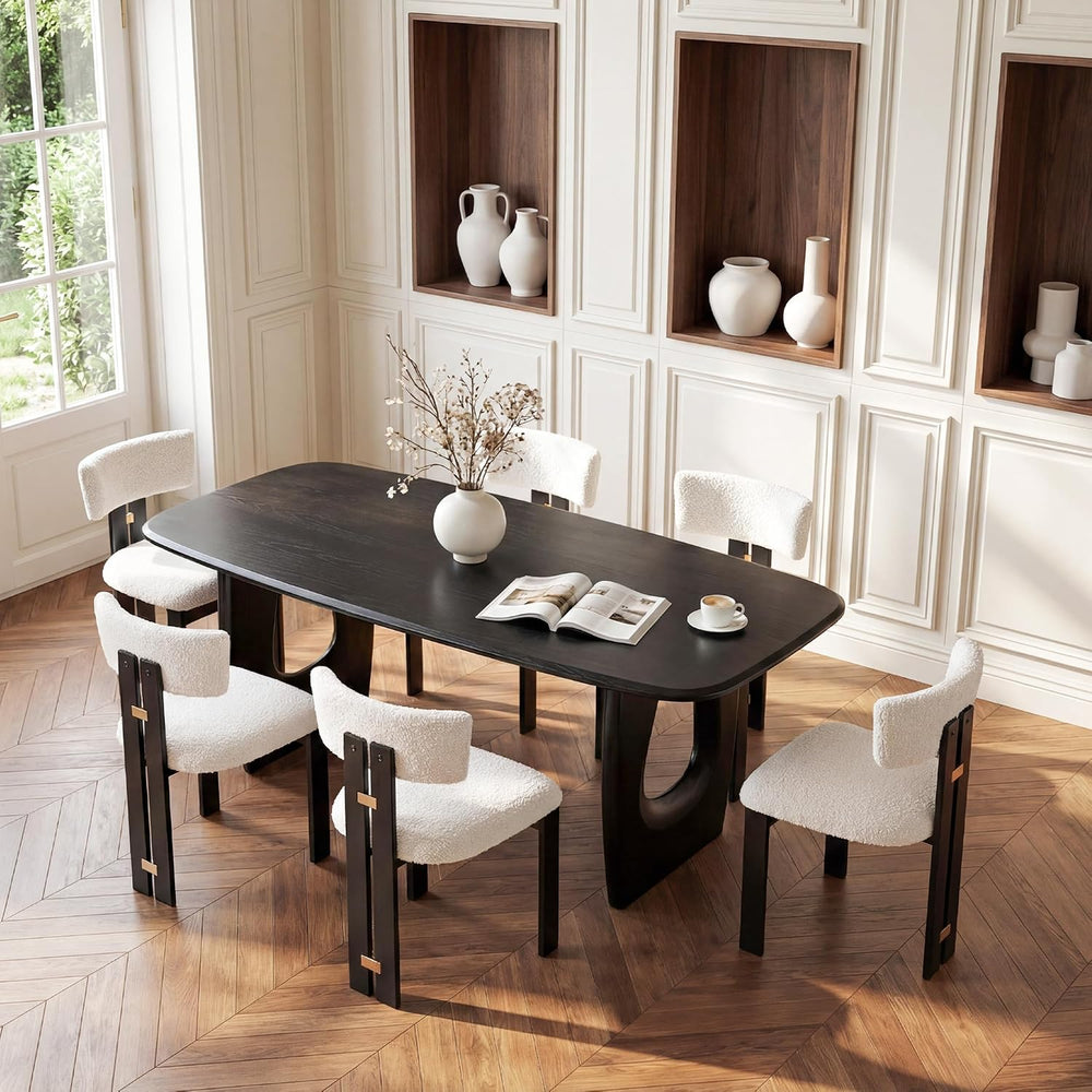Morden Fort Modern Dining Table Set for 6, 68'' Rectangle Dining Tabl...
