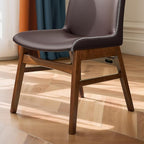 SyMax Dining Chairs Set of 2, Faux Leather Dining Room Chairs with Stitched Edge Trim, Modern High-End Kitchen Side Chairs for Bedroom, Living Room, Dark Brown
