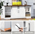 IDEALHOUSE Farmhouse TV Stand, Entertainment Center for 65 Inch TV Media Console Cabinet, Barn Doors TV Stand with Storage and Shelves, Modern TV Console Table Furniture for Livingroom (White)