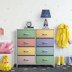 Sorbus Kids Dresser with 8 Drawers - Furniture Storage Chest Tower Unit for Bedroom, Hallway, Closet, Office Organization - Steel Frame, Wood Top, Tie-dye Fabric Bins (Pastel 1)