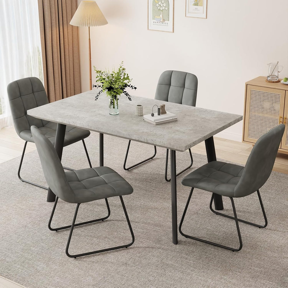 ZckyCine 46.5" Modern Grey Dining Table Set for Small Spaces, 5-Piece Se...