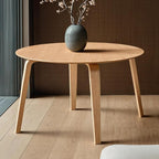 Acanva 47" Small Round Dining Table for 4 Person, MDF Top and Sturdy Wood Base Structure, Modern Design for Kitchen, Compact Space & Apartment, Light Oak