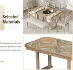 Merax 6-Piece Rubber Wood Dining Table Set with 4 Cushioned Chairs and Bench, Beautiful Wooden Grain Pattern Tabletop, Natural Wood Wash