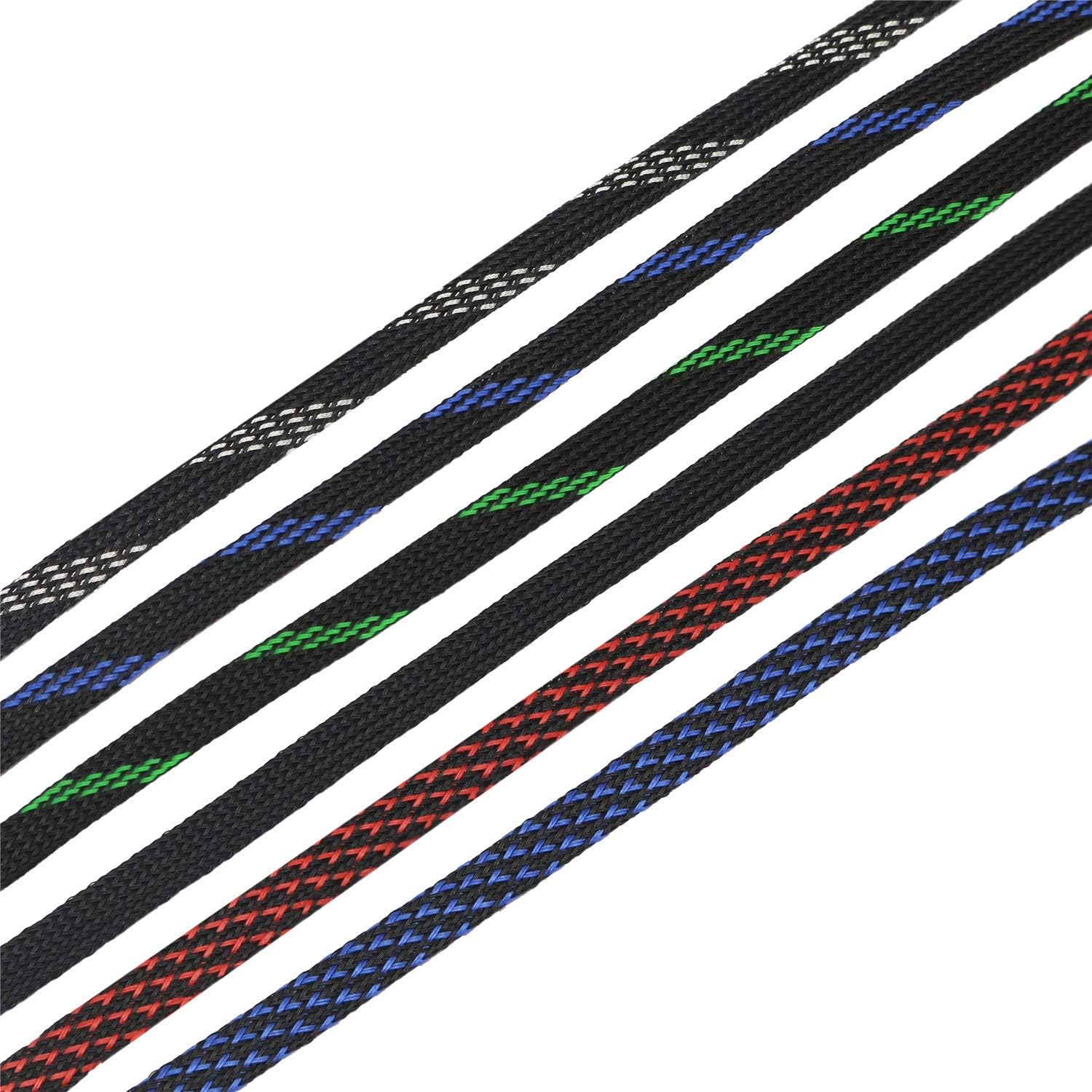 30ft PET Expandable Sleeving Wire Cable Sleeve (3/5", Green&Black)