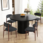 Wooden Dining Chair Set of 8, Modern Dining Chairs with with Curved Back, Fabric Upholstered Kitchen Dining Room Chairs with Adjustable Legs for Farmhouse Dining Living Room,Dark Grey