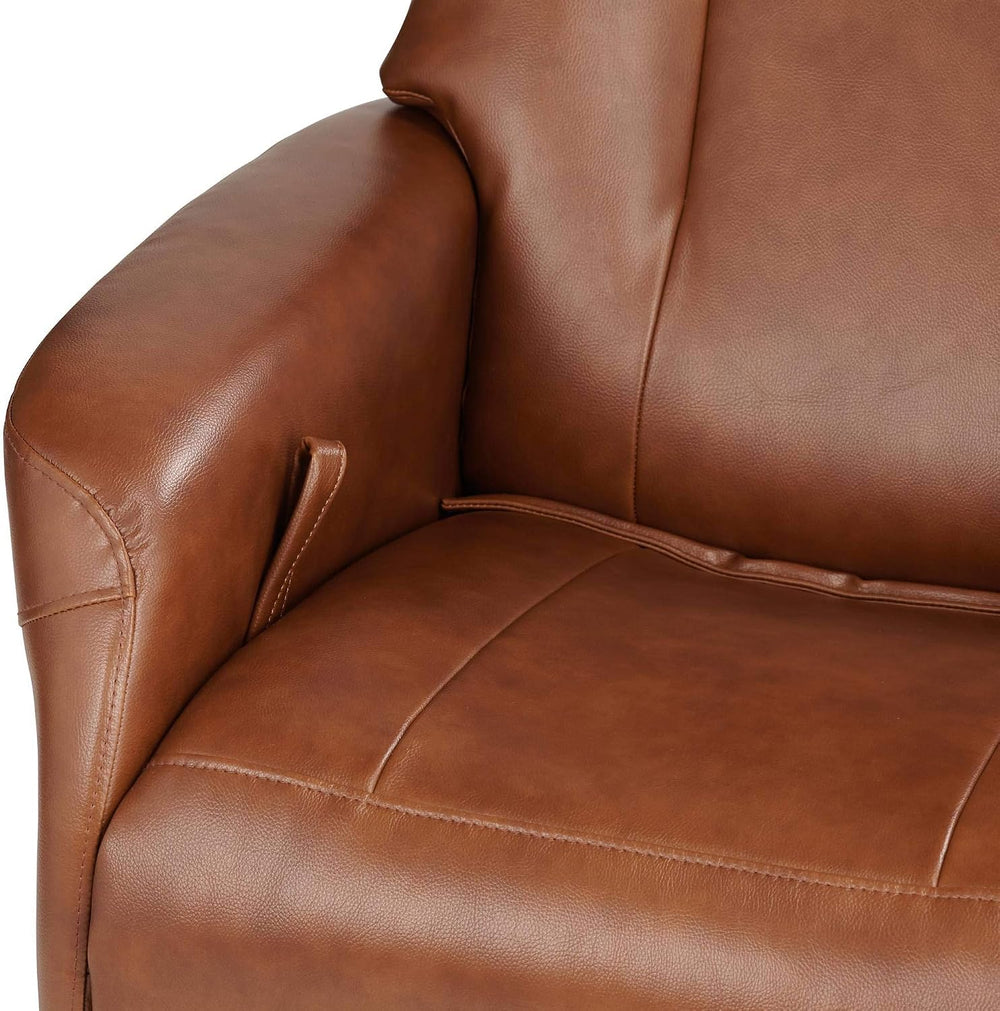 Benchmaster Augusta Brown Swivel Faux Leather Recliner Chair Modern Armchair ...