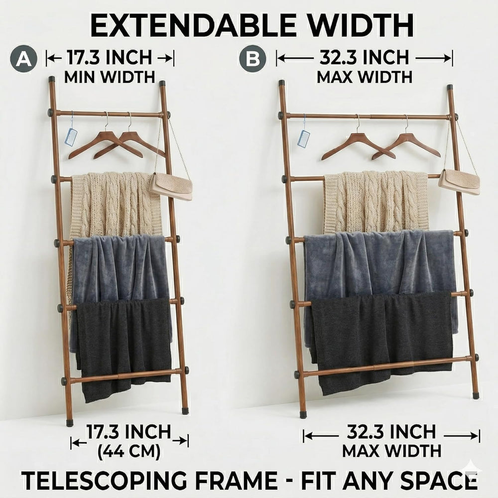 SIBRAD Expandable Blanket Ladder for Living Room, Adjustable Width (17.3&quot...
