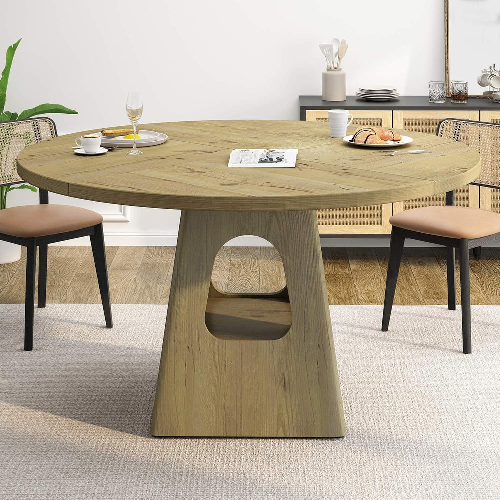 47.24 Inch Round Dining Table for 4-6 Kitchen Dining Table with Storage Shelf...
