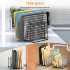 Cutting Board Organizer, Kitchen Cabinet Organizer, Divided Rack with 5 Slots for Baking Trays, Cutting Boards - Cookie sheet Organizer Inside Cabinet, Baking Sheets Holder (large)