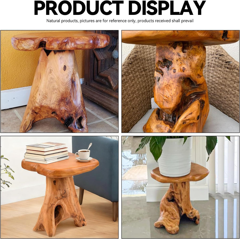 Small Side Table, Freeform Live Edge Wood Stool, Unique Design Natural Plant ...