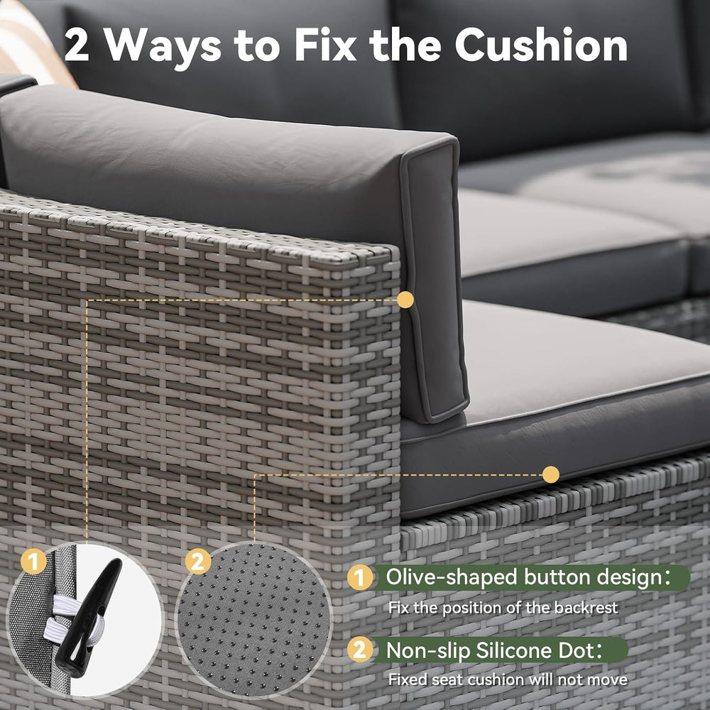 Aoxun Replacement Cushions for Outdoor Furniture, 14-Piece Outdoor Cushions f...