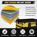 16-Inch Heavy Duty Tool Bag, 19-Pockets Tool Box Organizer, Portable Toolbag W/Soft Handle, Organized Storage, Mechanic Gifts for Men Dad Husband Him Christmas, Wide Mouth Toolbox Organization, Yellow