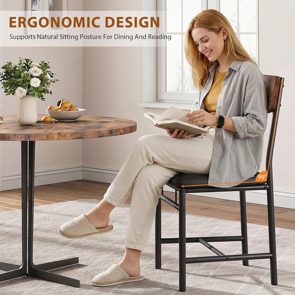 Jocoevol Industrial Dining Chairs Set of 4 - Upholstered Dining Room Chairs w...