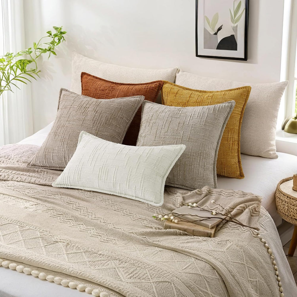 decorUhome Chenille Decorative Throw Pillow Covers 20x20 Set of 2, Rust