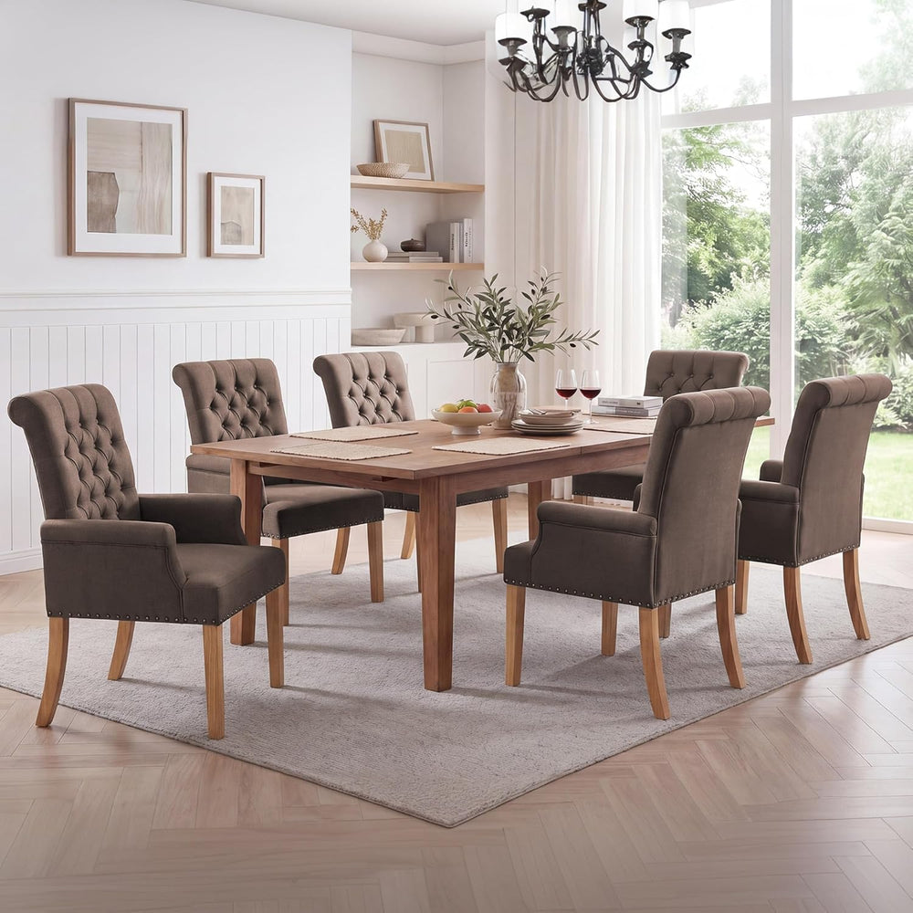 Upholstered Dining Chairs, Modern Fabric Dining Room Chairs with Arms, Tufted...