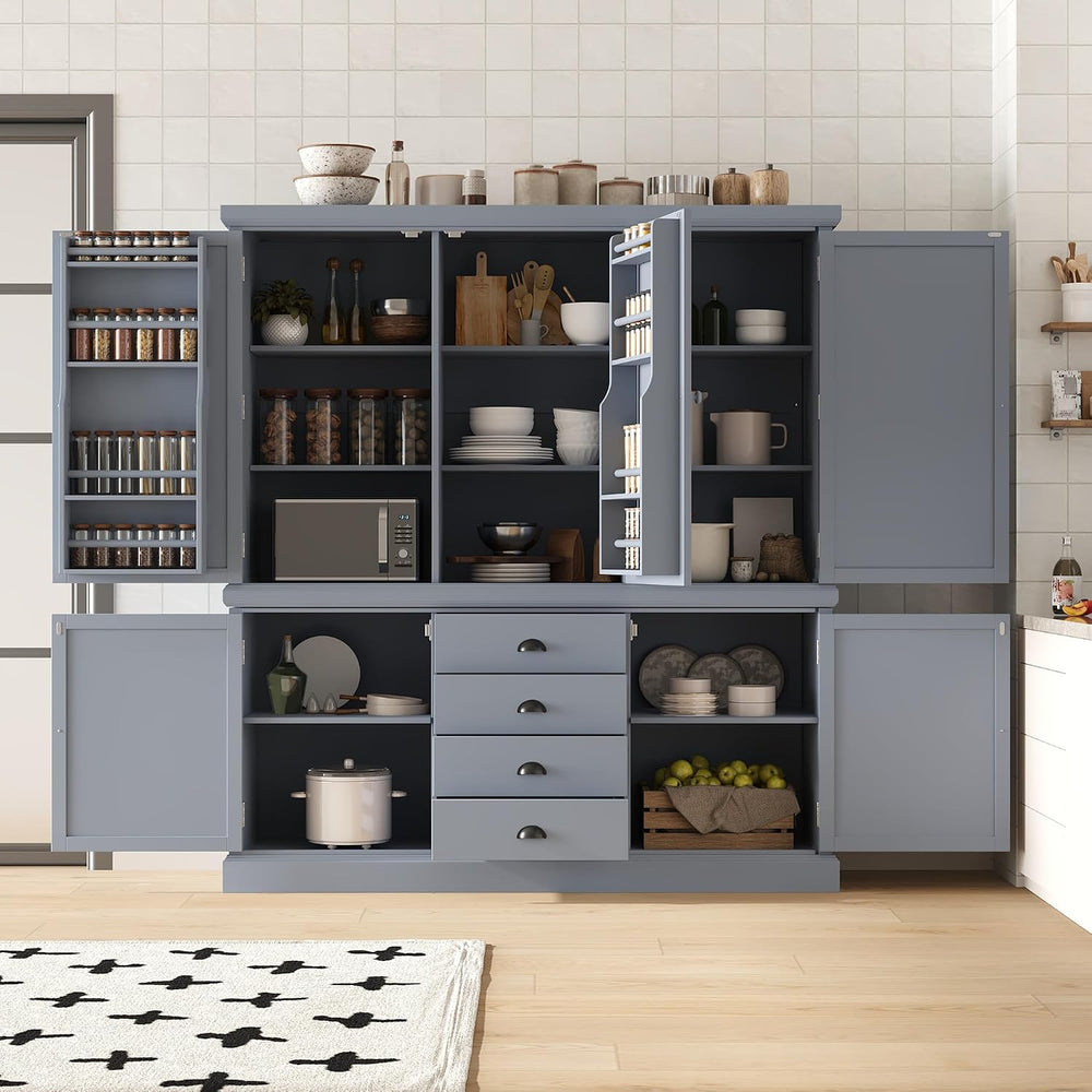 Polibi 73'' Freestanding Wooden Kitchen Pantry Cabinet with Drawers, ...
