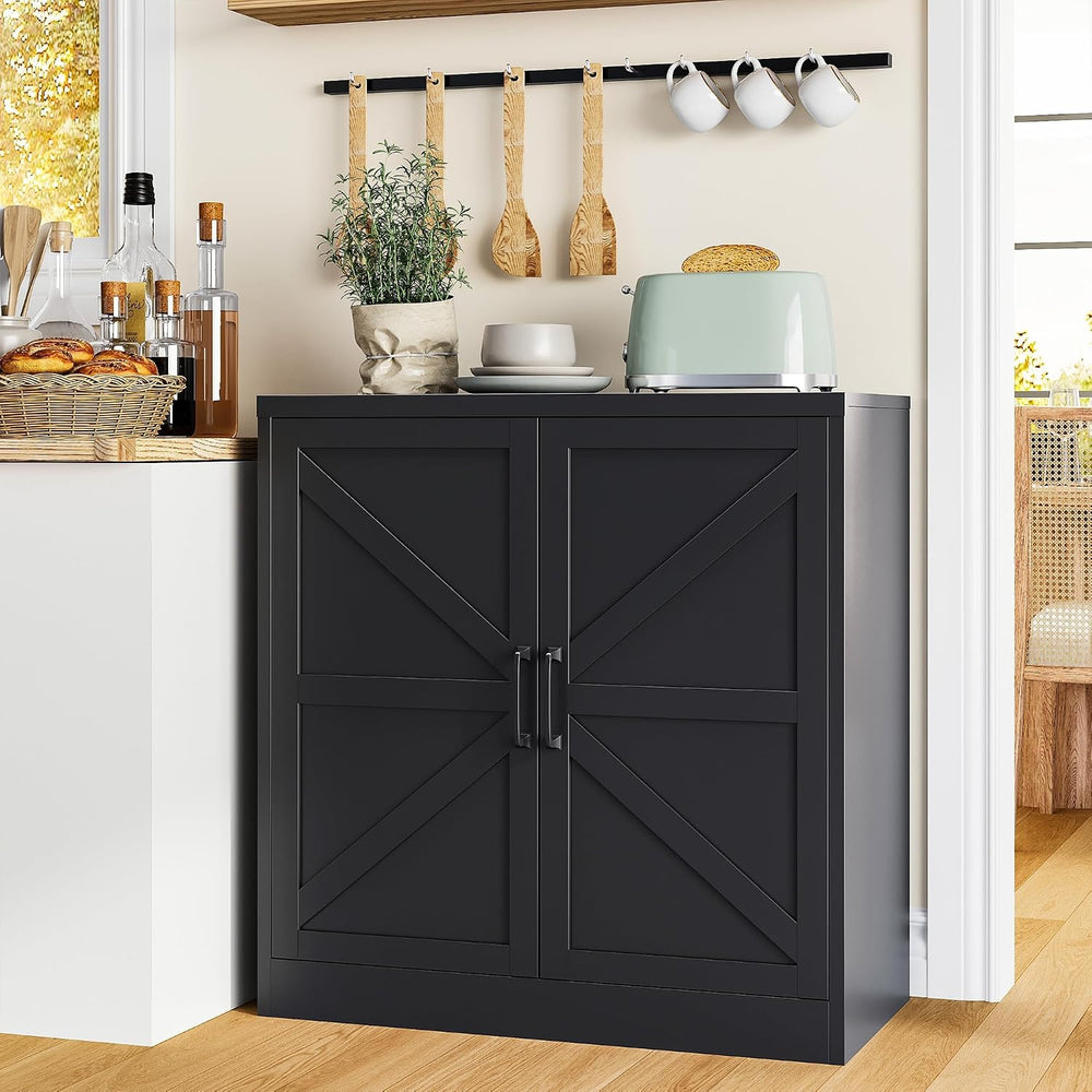 36" Metal Storage Cabinet, Farmhouse Kitchen Pantry Cabinet with Doors a...