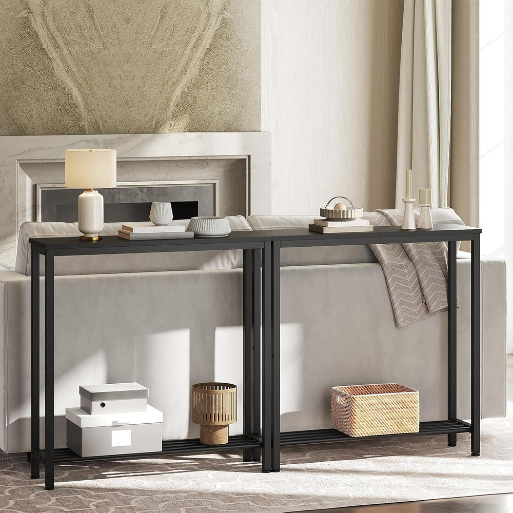 YATINEY Narrow Console Table, 2-Tier Small Sofa Table, 29.5" Thin Entryw...