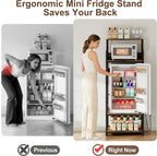 MAJALiS Mini Fridge Microwave Combo Stand Cabinet Shelf with Storage Space | Coffee Bar to go over Small Refrigerator with Power Outlet, Metal Bakers Rack Minifridge Organizer Station for Dorm, Office