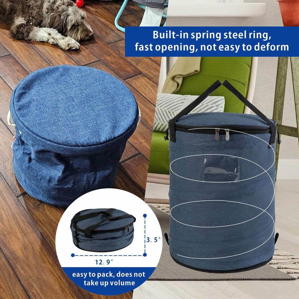 Toy Storage Organizer & Play Mat for Kids - Foldable Bin Toys Box Holds Rooms, Building Bricks Toy Storage Basket, Foldable Fabric Bag for Nursery (blue)