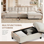 Ball & Cast Modular L Shaped Sectional Sofa with Movable Storage Ottoman and Dual-Port Charging,4 Seater Comfy Cloud Couch W/Side Storage Pockets & Cup Holder,for Living Room,Apartment,Beige,104"
