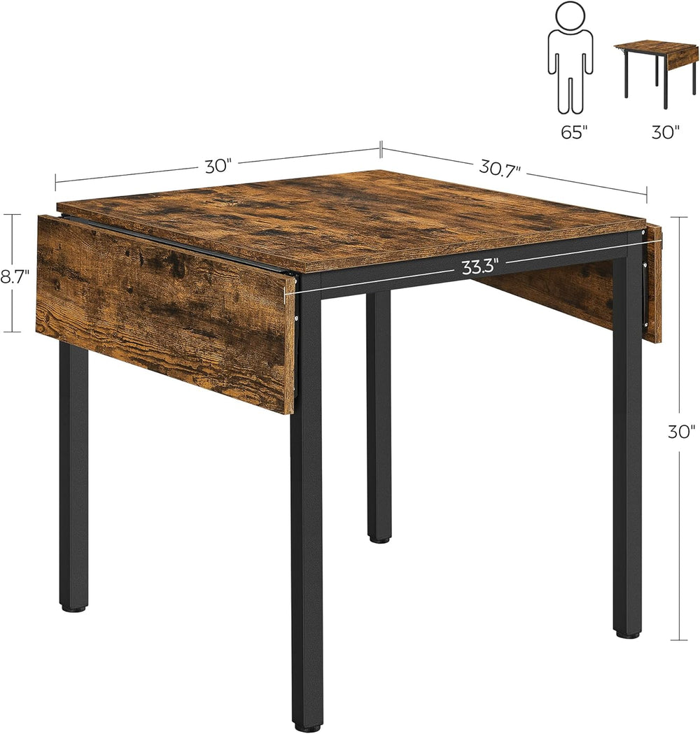 VASAGLE Extendable Dining Table Set for 2 with 2 Chairs, 33.3-47.3 Inches | D...