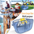 100L Collapsible Laundry Baskets 2 Pack, Extra Large Mesh Pop Up Laundry Hamper, Dirty Clothes Hamper with Reinforced Handles, Folding Hampers for Travel. Dorm or Home Portable Laundry Baskets. Blue