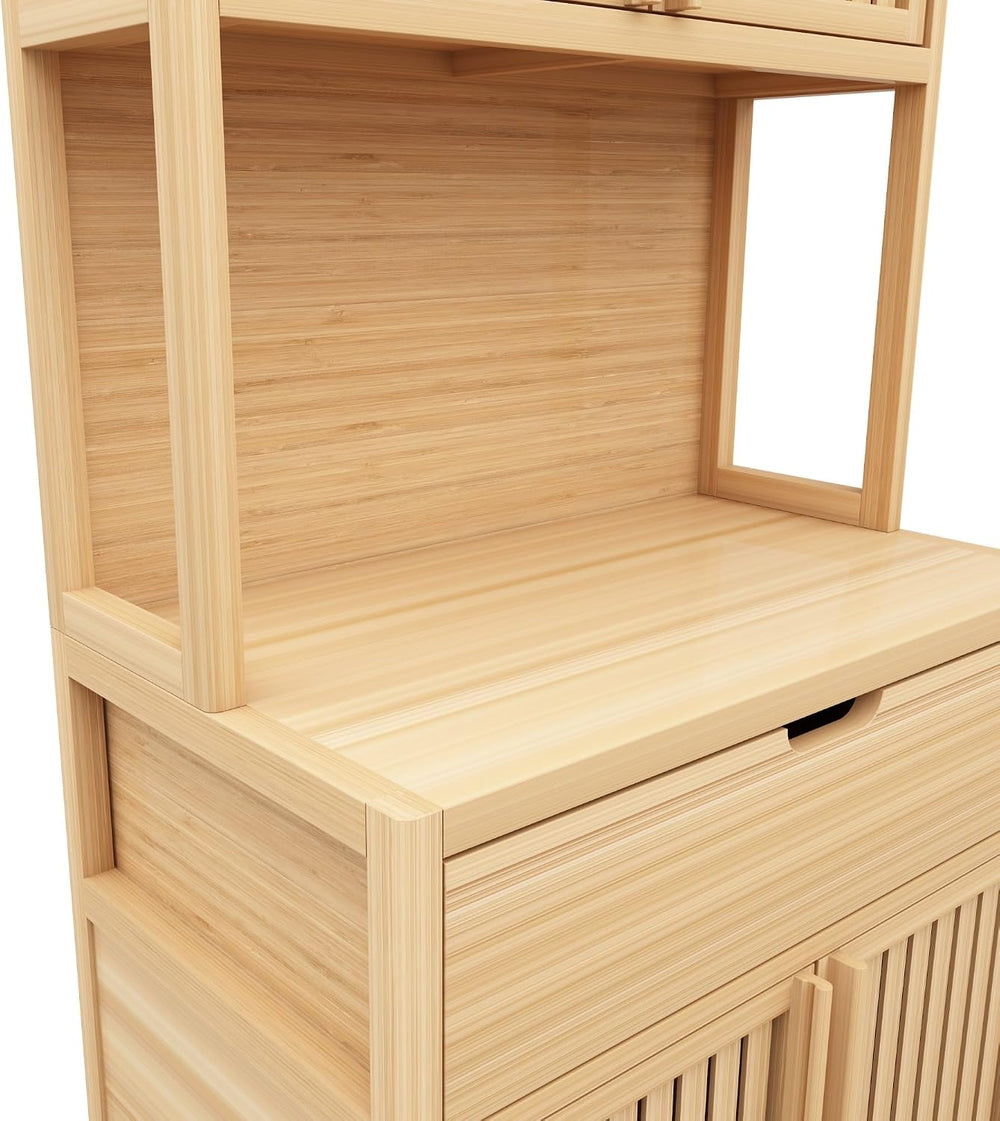 Freestanding Pantry Dideboard, Tall Bookcase Locker, Storage Cabinet for Main...