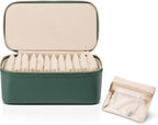 VLANDO Jewelry Travel Case,Travel Jewelry Organizer with Clear Velvet Jewelry Bags Zipper Pouch for Women Girl Gift-Green 12Pcs