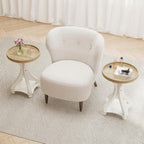 2 PCS Accent Farmhouse End Table, Round Side Table, Tray Top, White