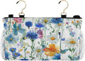 Watercolor Cornflower Daisy Bedside Caddy for Dorm Bed Bedside Hanging Caddy Bag Iron Frame Storage Organizer Pocket for Bunk Home College Hospital Beds 2 Hooks