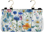Watercolor Cornflower Daisy Bedside Caddy for Dorm Bed Bedside Hanging Caddy Bag Iron Frame Storage Organizer Pocket for Bunk Home College Hospital Beds 2 Hooks