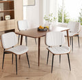 Dining Chairs Set of 4, Mid Century Modern, Upholstered Faux Leather, Walnut Bentwood Back, Metal Legs, White