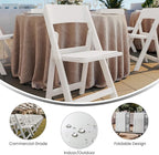 Flash Furniture Hercules Tucker Commercial White Resin Folding Chair - Lightweight, Vinyl Padded Removable Seat, Indoor Outdoor Use, Event & Wedding Ready, Set of 4