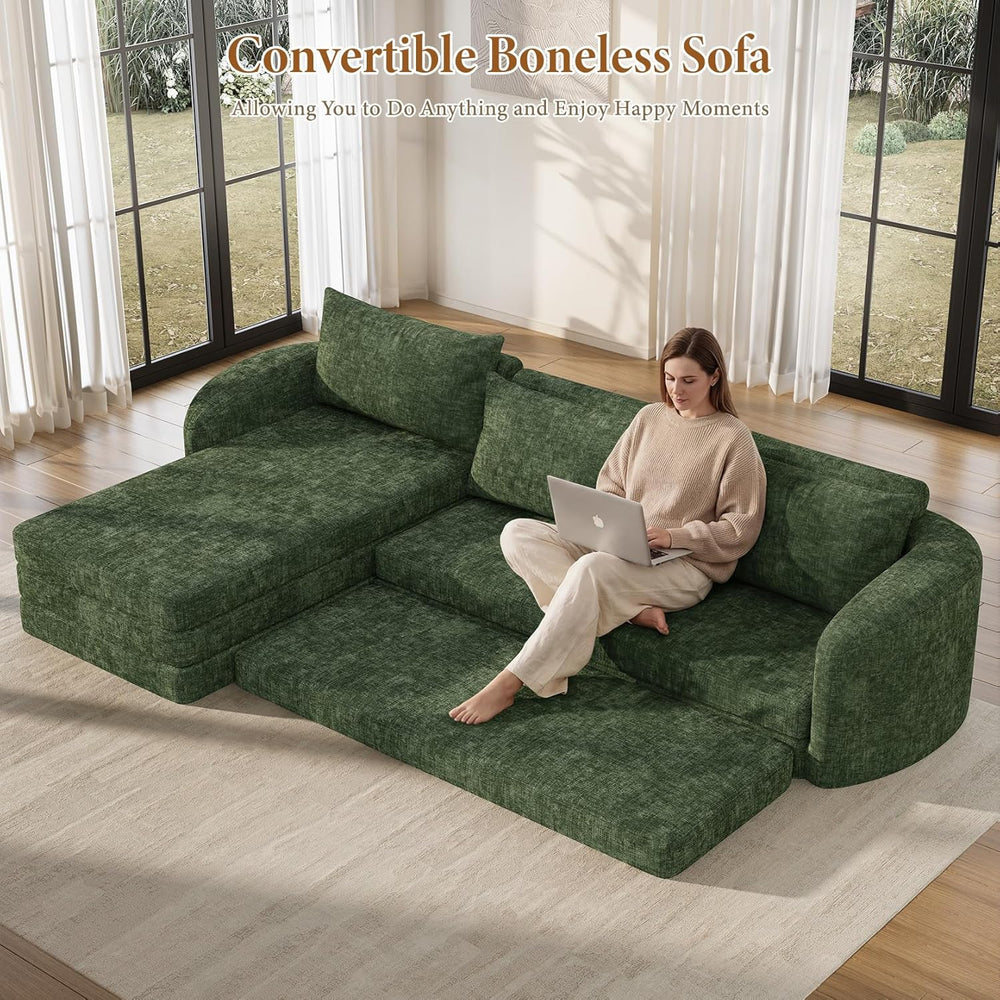 Vesgantti 110.2" Modular Sectional Sofa with Curved Armrest, 6 in 1 Conv...