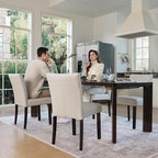 Watson & Whitely Upholstered Kitchen & Dining Room Chairs with Low Back, Faux Leather Armless Dining Chairs with Solid Wood Legs, Set of 2, Light Grey