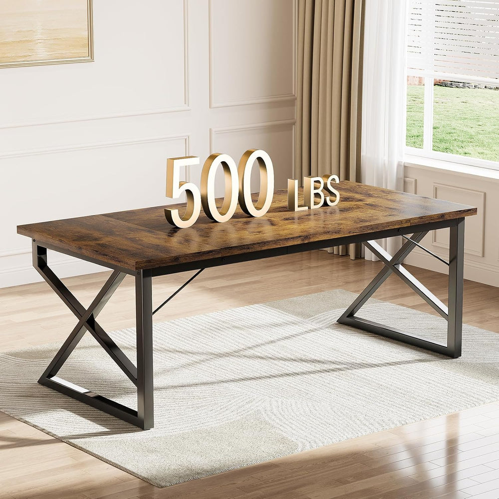 71 Inch Executive Desk, Heavy Duty Computer Office Desk, Brown