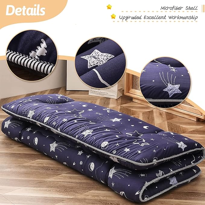MAXYOYO Japanese Floor Mattress Futon Mattress, 4" Thicken Tatami Mat Sleeping Pad Foldable Roll Up Mat Boys Girls Dormitory Pad Kids Floor Lounger Pillow Bed, Charcoal Grey, Queen Size