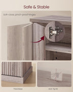 VASAGLE MAXE Collection - Buffet Cabinet, Console Cabinet, Sideboard with Adjustable Shelves, Fluted Doors, Transitional, Kitchen Pantry, Washed Gray UBBK382G01S