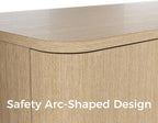 Homsee 110-Inch Large Kitchen Island with Seating & Storage, 8-Door Wood Island Prep Table in Oak Veneer, Curved Design Stationary Kitchen Islands w/Storage Shelves for Dining, Wood Grain