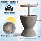 EasyUp Outdoor Cooler Bar Table – 8 Gallon Outdoor Patio Cooler Table with Drain Plug, Adjustable Height Rattan-Style Resin Cool Bar for Poolside, Deck, BBQ & Parties (Grey)